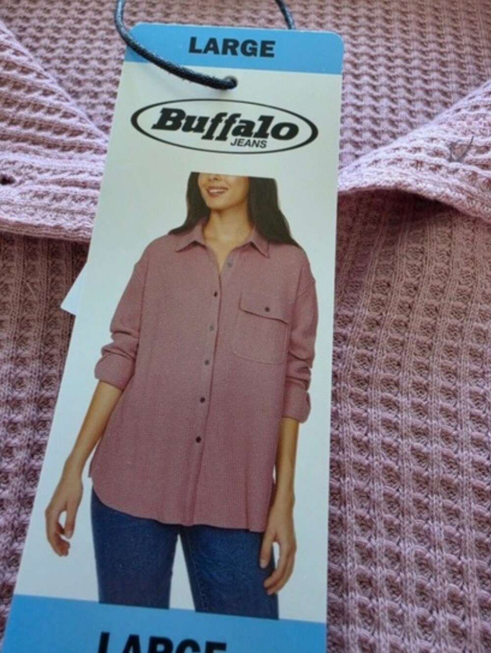 BUFFALO waffle SHIRT JACKET button front LONG SLEEVES size large BRAND NEW